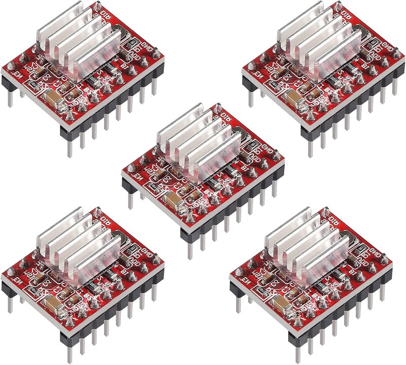 hiBCTR 5 Pieces of A4988 Stepper Motor Driver Modules with Heat Sinks, Suitable for 3D Printer Reprints, Applicable to Mendel, Huxley and Arduino. - Image 1
